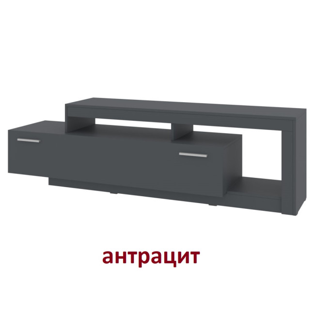 ТВ Тумба широка 178/42/52 см 1 ящик з полицями Лайт антрацит/білий Пехотін