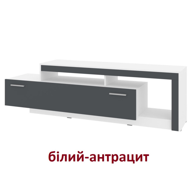 ТВ Тумба широка 178/42/52 см 1 ящик з полицями Лайт антрацит/білий Пехотін