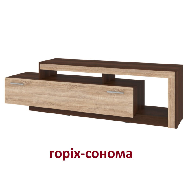 ТВ Тумба широка 178/42/52 см 1 ящик з полицями Лайт антрацит/білий Пехотін