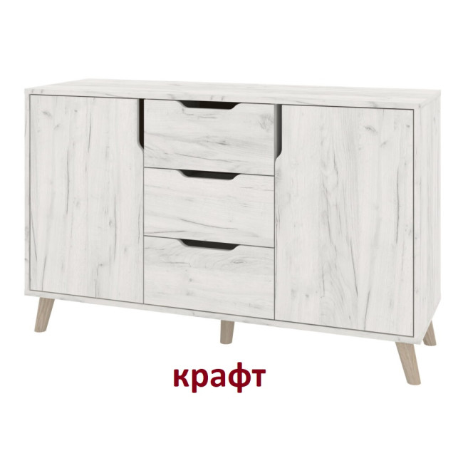Комод у спальню вітальню передпокій 3 ящики 2 двері 120/40/75.5 см К-3+2 Ретро тахо/білий Пехотін