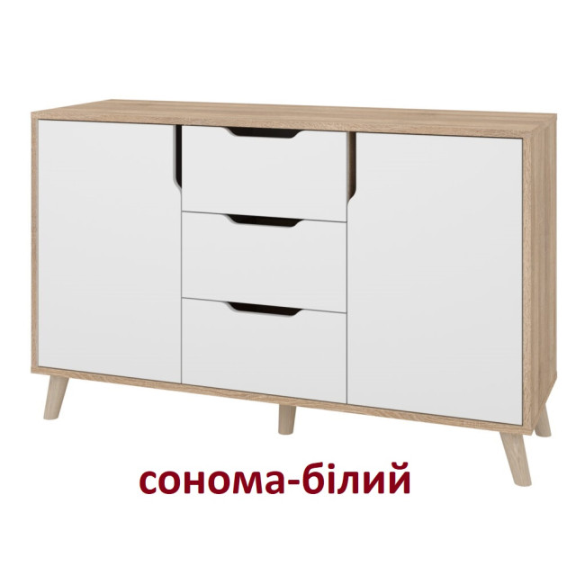 Комод у спальню вітальню передпокій 3 ящики 2 двері 120/40/75.5 см К-3+2 Ретро тахо/білий Пехотін