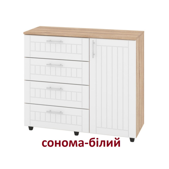 Комод у спальню вітальню передпокій 4 ящики 1 двері 100/38/87.5 см К-4+1 МДФ Пехотін