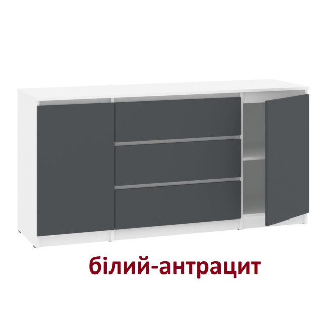 Комод у спальню вітальню передпокій 3 ящики 2 двері 150/45/75 см НС-3+2 тахо/антрацит Пехотін