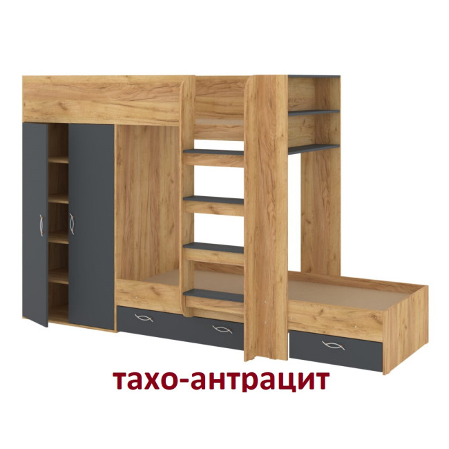 Ліжко двоярусне з шафою ящиками Немо Пехотін