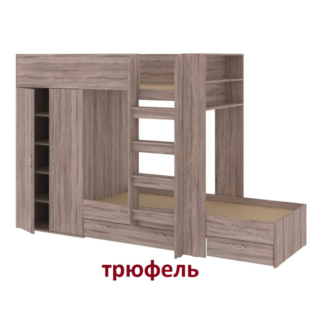 Ліжко двоярусне з шафою ящиками Немо Пехотін