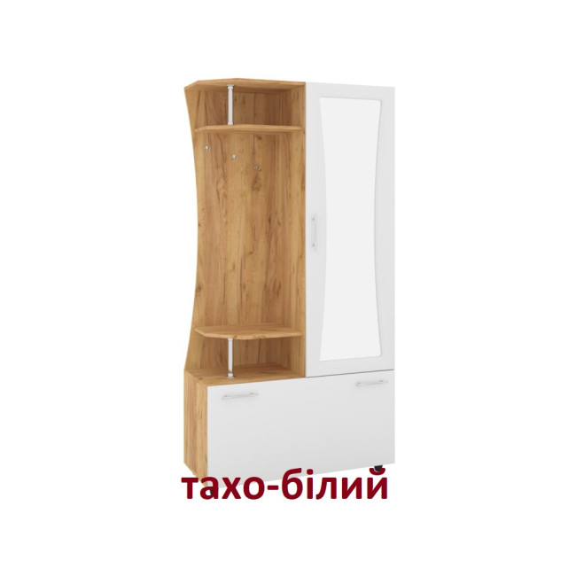 Передпокій 100 см із дзеркалом Візит МДФ тахо/білий Пехотін