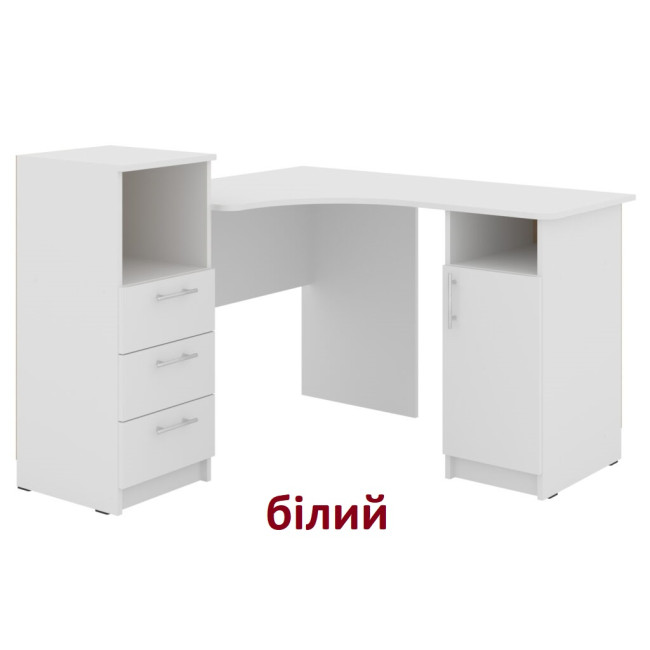 Стіл письмовий кутовий офісний для школяра 123/120 см 1 двері 3 ящики Індіго Пехотін