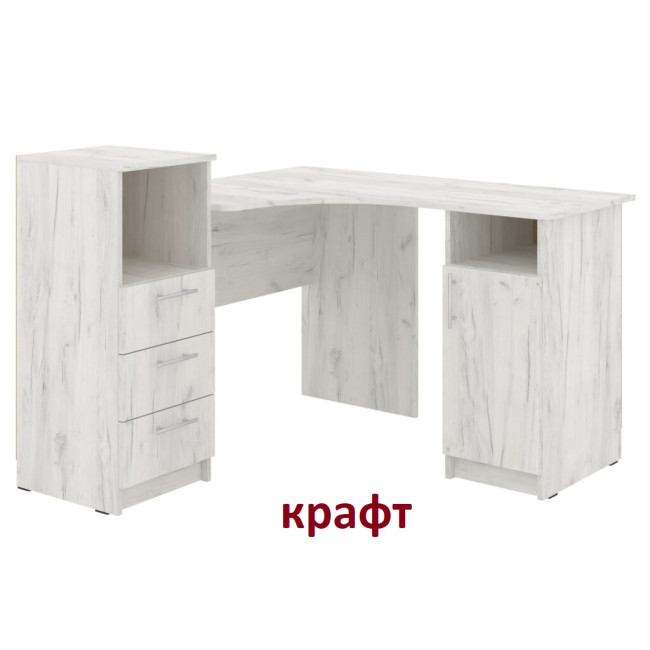 Стіл письмовий кутовий офісний для школяра 123/120 см 1 двері 3 ящики Індіго Пехотін