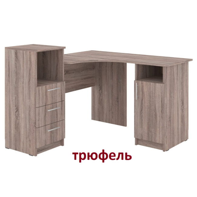 Стіл письмовий кутовий офісний для школяра 123/120 см 1 двері 3 ящики Індіго Пехотін