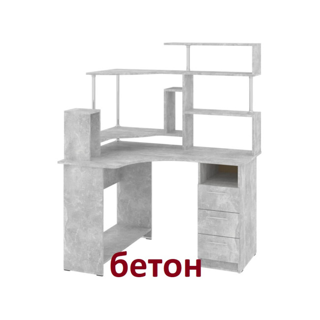 Стіл комп'ютерний кутовий 120/88 см Компакт з надбудовою Пєхотін