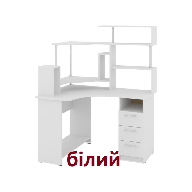 Стіл комп'ютерний кутовий 120/88 см Компакт з надбудовою Пєхотін