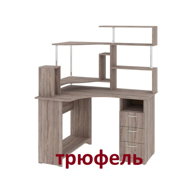 Стіл комп'ютерний кутовий 120/88 см Компакт з надбудовою Пєхотін