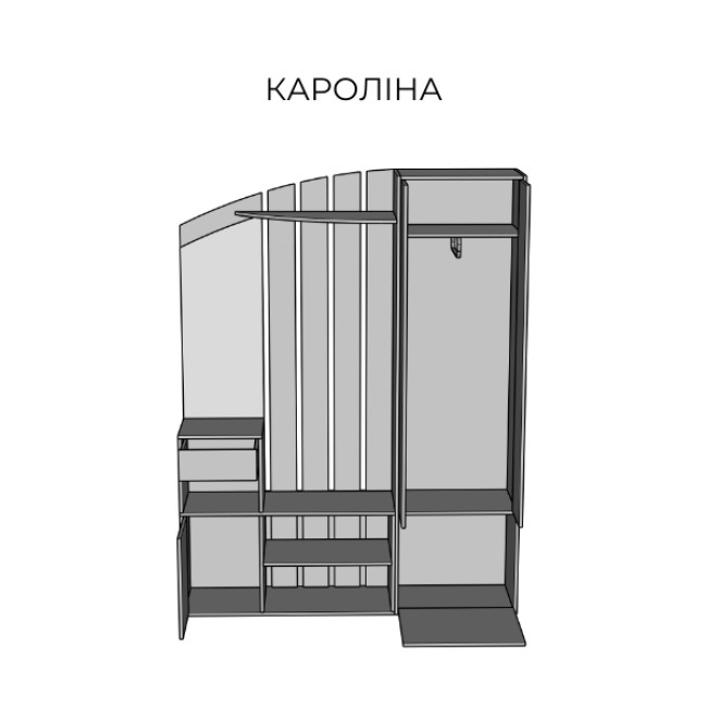 Передпокій с дзеркалом в коридор Кароліна дуб катанія чорний/світлий беж Світ Меблів